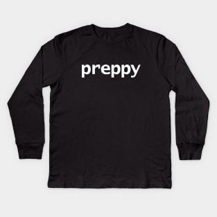 Preppy White Text Typography Kids Long Sleeve T-Shirt